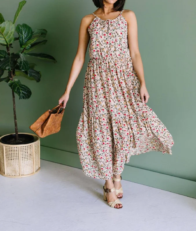 Stylish Savings Miniature Roses Maxi Dress In Multi Contemporary Elegance