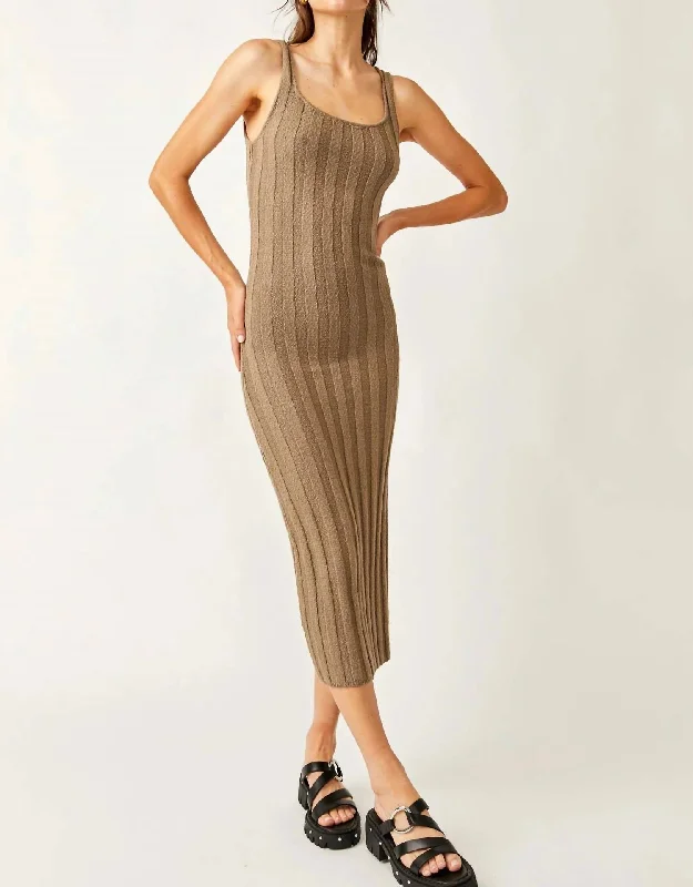 Hot Styles Santos Sweater Midi Dress In Olive Stone Lightweight Fabric