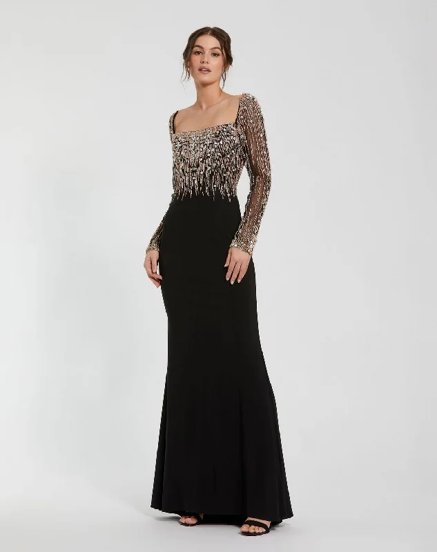 Big Savings Mac Duggal 2256 Long Sleeve Beaded Formal Prom Dress Chic Urban Fashion Look