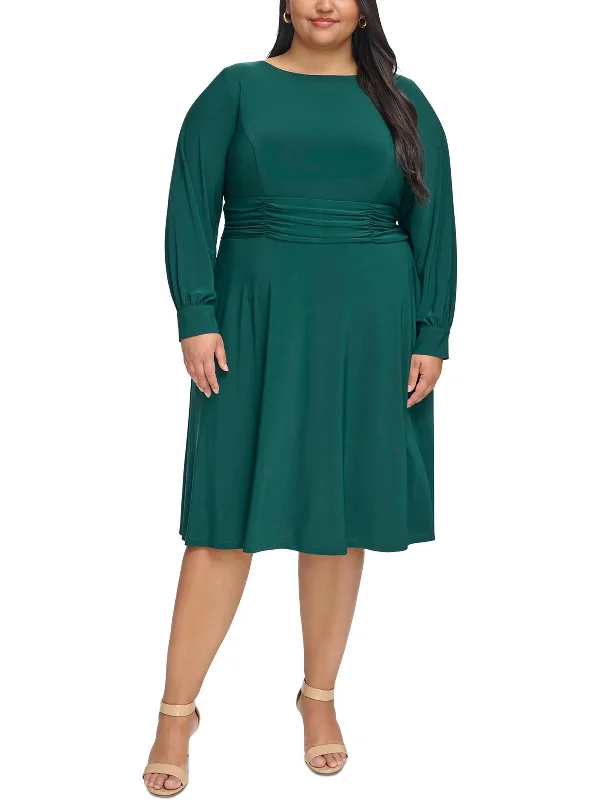 Must-Have Style Discounts Plus Womens Ruched Long Sleeve Midi Dress Early Access To Art Deco Styles Sale