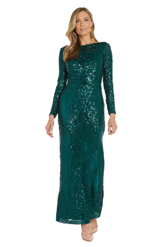 Chic And Edgy Nightway 22269 Long Sleeve Patterned Sequin Formal Dress Limited - Edition Drops