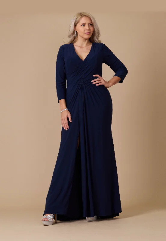 Flash Sale Fever Long Formal Stretch Evening Long Sleeve Dress Navy Score Big On Glamorous Red - Carpet Styles