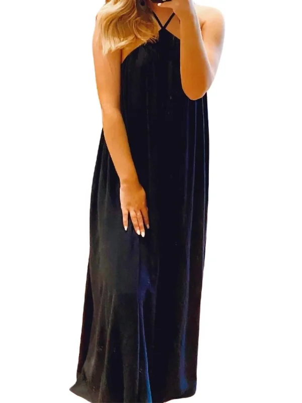Imeless Style Halter Maxi Dress In Navy Ethnic Cultural Event Wear