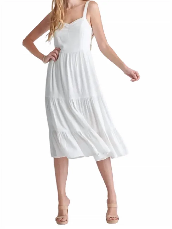 Classic Elegance Sales Runaway Midi Dress In White Romantic Flair