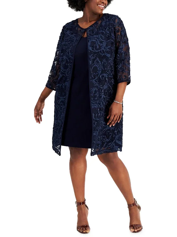 Flash Sale Now Plus Womens Flyaway Knee Length Midi Dress Minimalist Office - Ready Style
