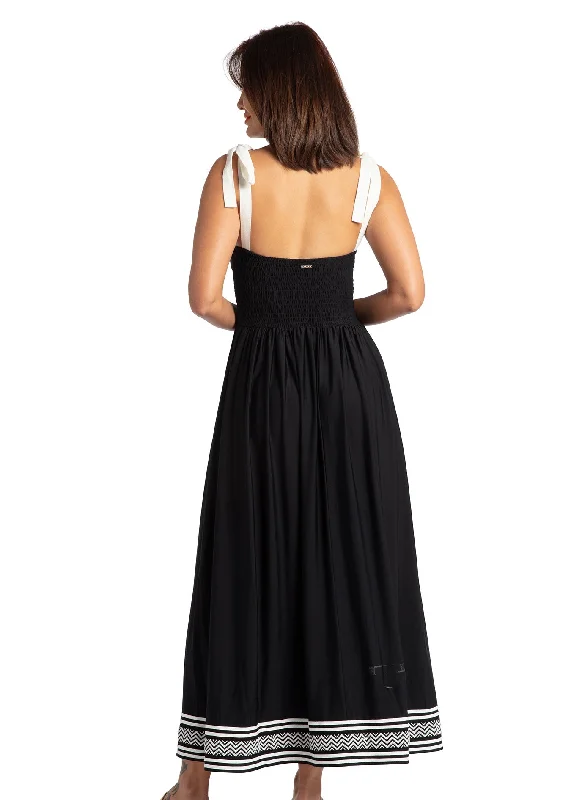 Summer Fashion Sanibel Midi Dress Art Deco Geometric Pattern Look