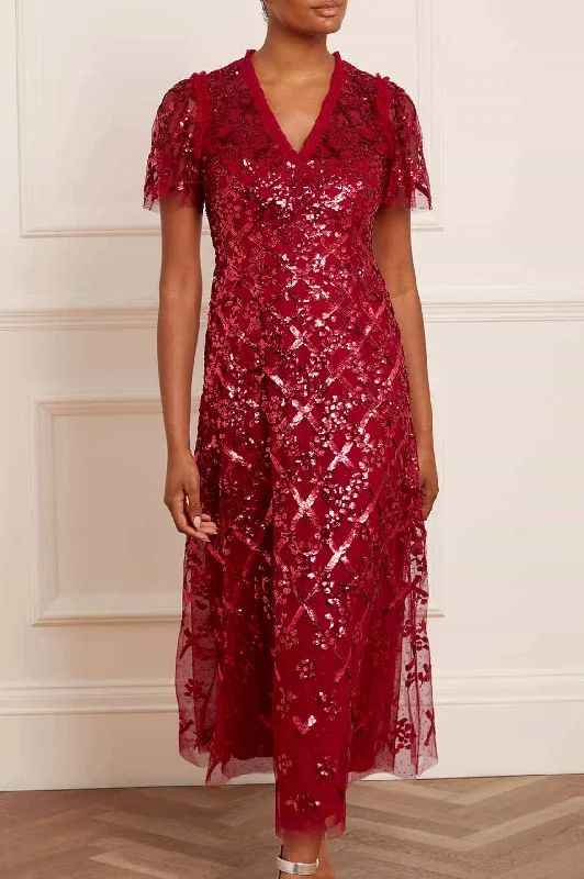 Elegant Fashion Offers Garden Lattice Ankle Gown Soft Textures