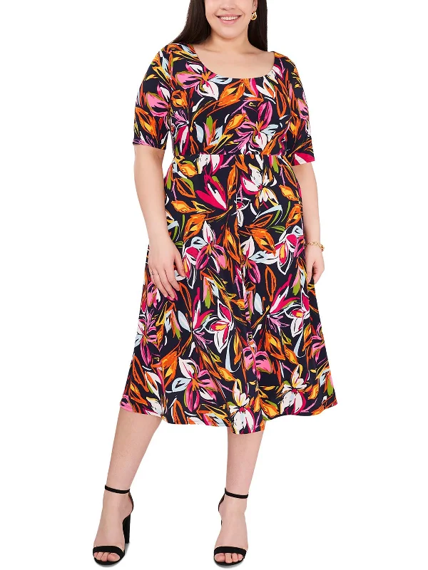 Trendy Looks On Sale Plus Womens Knit Printed Midi Dress Save On Classic Elegant Styles