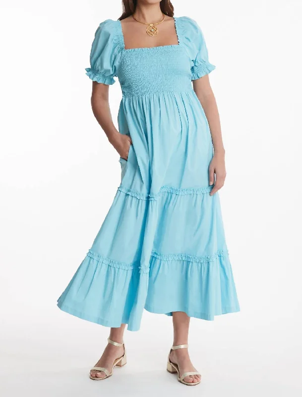 Sophisticated Street Style Offers Kate Smocked Midi Dress In Capri Ethnic Cultural Event Wear