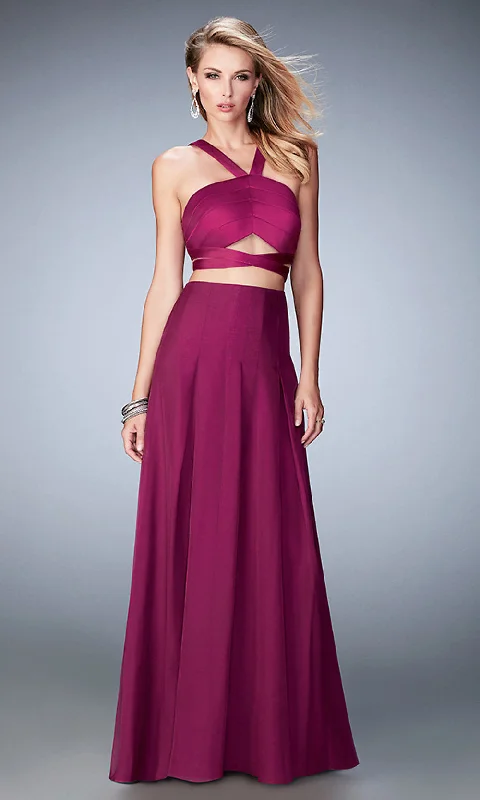Premium Style Floor Length Two Piece La Femme Formal Gown End - Of - Month Blowout