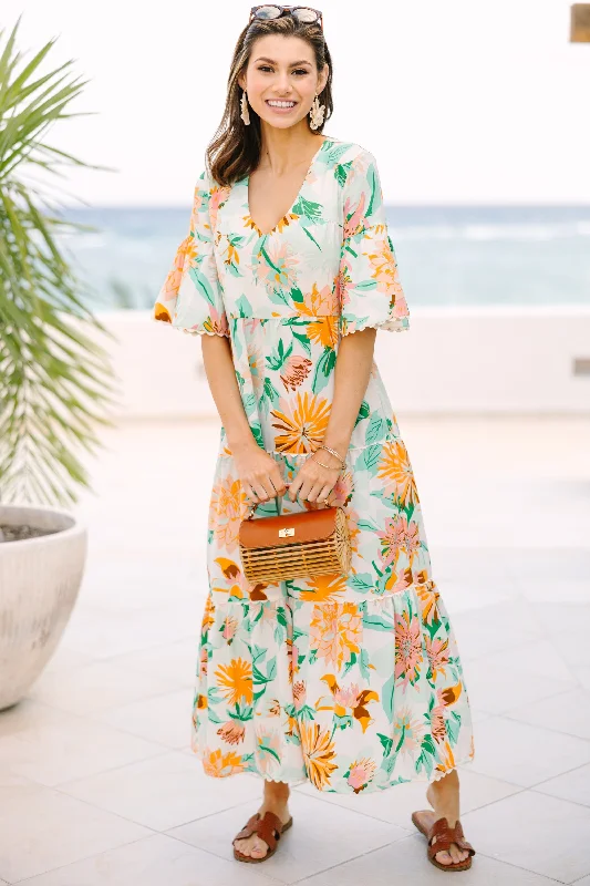 Huge Markdowns Get Together Green Floral Dress Subtle Sophistication