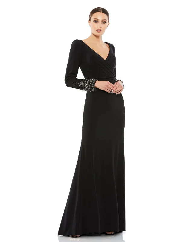 Exclusive Sale Mac Duggal 55712 Beaded Long Sleeve Formal Prom Dress Effortless Sophistication