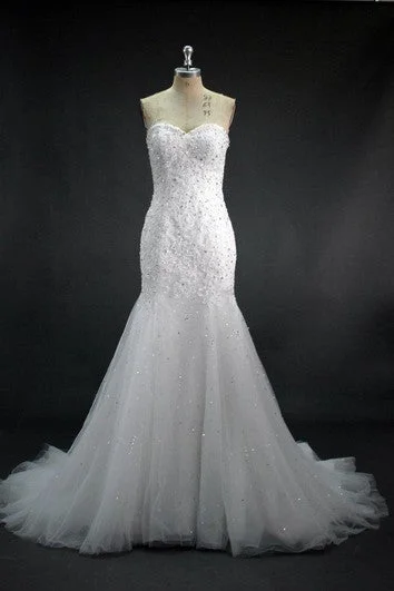 Chic Trend Collection Sweetheart Mermaid Lace and Tulle Dress With Beadings and Sequins Final Clearance