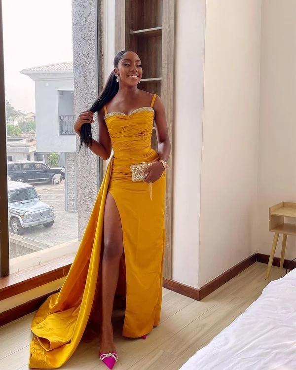Trendy Women'S Wear Collection Sexy Yellow Mermaid Side Slit Prom Dress Evening Dress Formal Gowns Y7318 Effortless Comfort