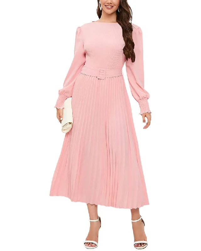 Laid-Back Fashion Offers VERA DOLINI Midi Dress Cottagecore Rustic Charm Style