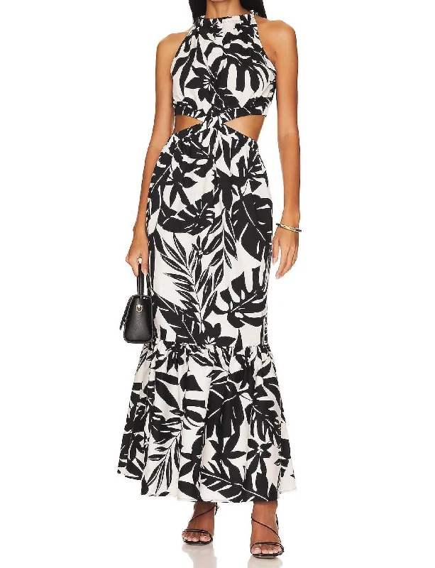 Big Discounts Jules Cut-Out Maxi Dress In Black/ivory Mid - Season Sale