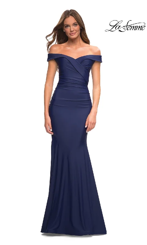 Limited Time Offer La Femme Off-the-Shoulder Long Formal Prom Gown Feminine Elegance