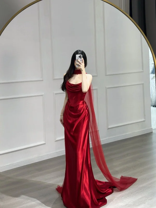 Browse Our Top Products Charming Red Strapless Sheath Satin Long Party Dress Birthday Outfits, D251 Early Access To Art Deco Styles Sale