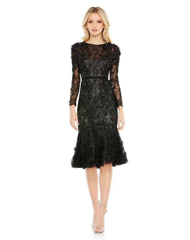 Cool Prices Mac Duggal 67703 Long Sleeve Short Cocktail Dress Elegant Contour