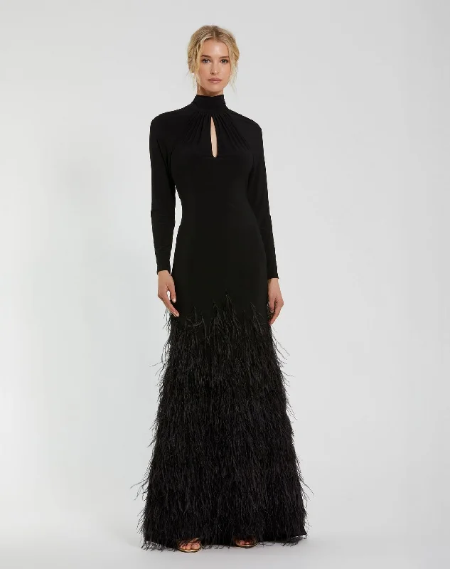 Sale Event, Prices Rock Mac Duggal 11839 Formal Prom Feather Long Sleeve Dress Chic Allure