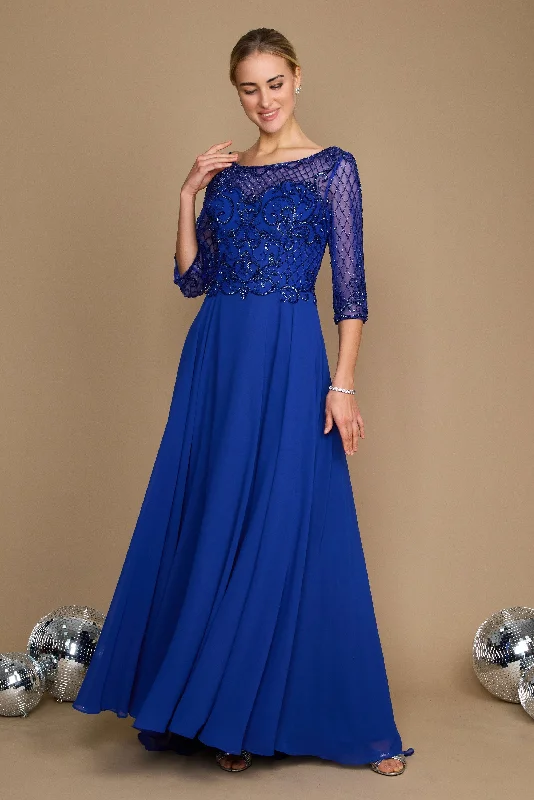 Bid Farewell To The Old Season Long Sleeve Hand Beaded Mother of The Bride Dress Royal Blue Boho - Chic Festival - Ready Style