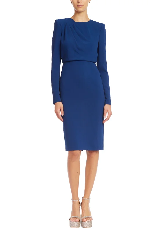 Comfortable Chic Badgley Mischka BSD5212 Short Long Sleeve Knee Length Cocktail Dress Classic Timeless Elegant Style