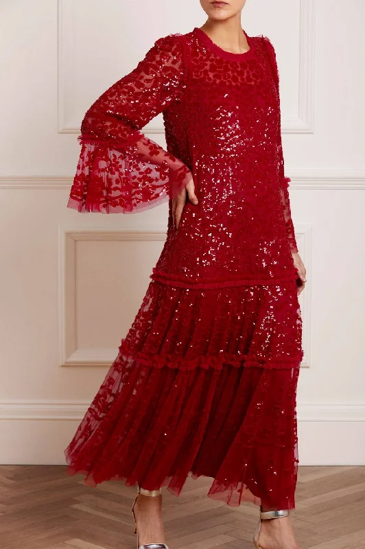 Seasonal Picks Annie Sequin Tiered Ankle Gown Graceful Movement