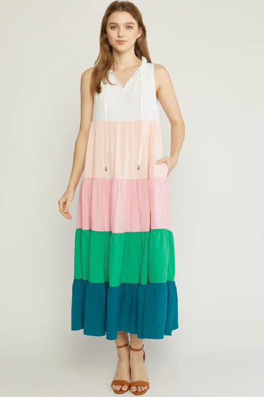 Comfortable Outfit For Women Special Offers Colorblock Maxi Dress