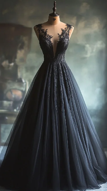 Urban Fashion Classy Black Tulle Appliques Ball Gown Birthday Quinceanera Dress Y7862 Statement Piece