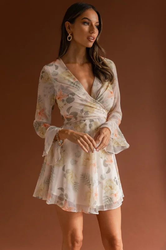 Flirty Fashion Discounts Unconditional Tied Front Dress Floral Yellow Vintage Charm