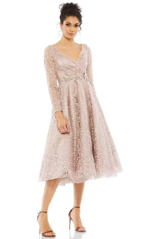 Boutique Styles Mac Duggal 11218 Long Sleeve Lace Dress Disco - Inspired Retro Dance Look