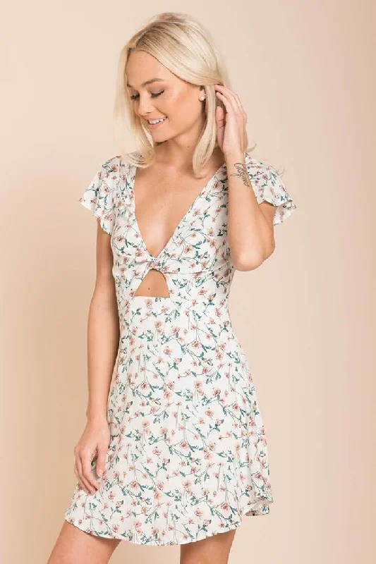 Style Revolution Ayleen Floral Peek-A-Boo Dress White Luxe Layering