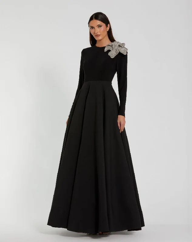 Special Offers, Don't Miss Mac Duggal 11832 Long Sleeve 3D Flower Formal Dress Classic Charm