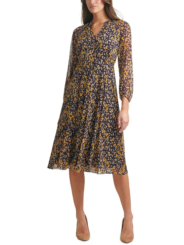 Trendy Street Style Petites Womens V Neck Tie Neck Midi Dress Big Savings On Minimalist Office Styles
