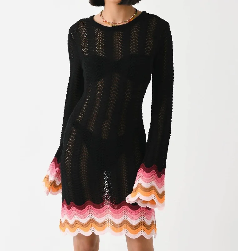 Enjoy Discount Pepper Knit Mini Dress In Petal Skin Black