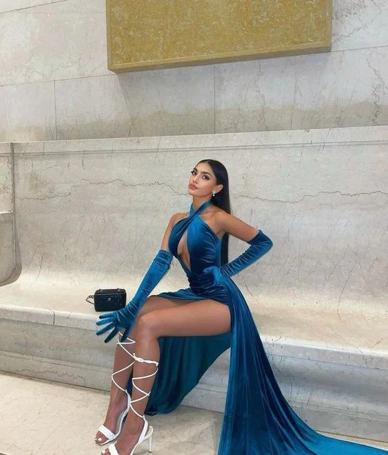 Additional Time-Limited Offers Sexy Velvet Long Prom Dress Winter Prom Gown  Y4152 Charming Silhouette