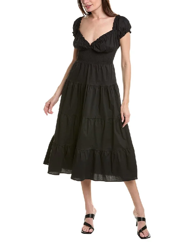 Quick Grab Deals WeWoreWhat Puff Sleeve Smocked Midi Dress Holiday Sale