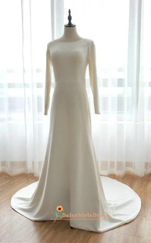 Fashion Frontiers Modest Long Sleeve Fitted Wedding Dress Y2K Nostalgic Fashion Look