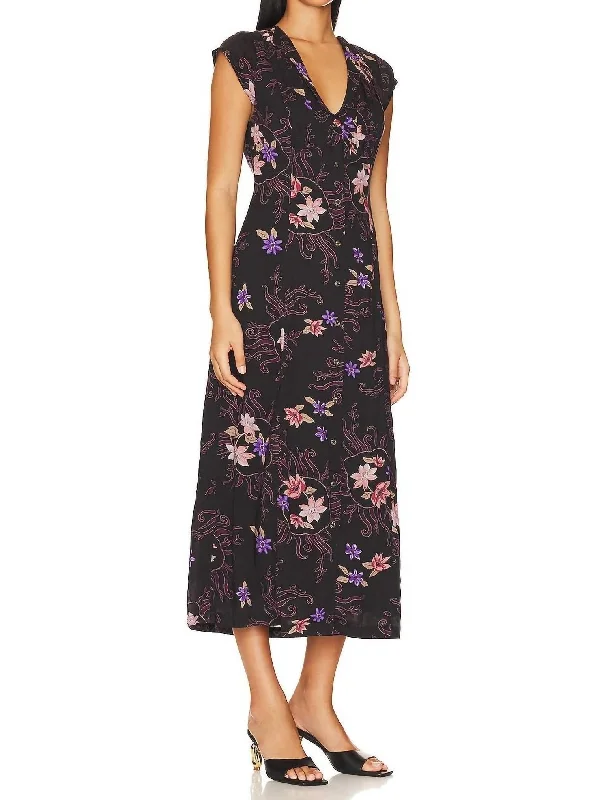 Contemporary Casual Deals Rosemary Printed Midi Dress In Night Combo Grab Romantic Date - Night Styles Now