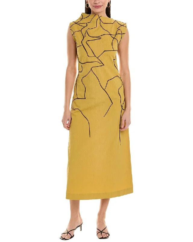 Contemporary Chic Promotions ALPHA STUDIO Seersucker Midi Dress Feminine Grace
