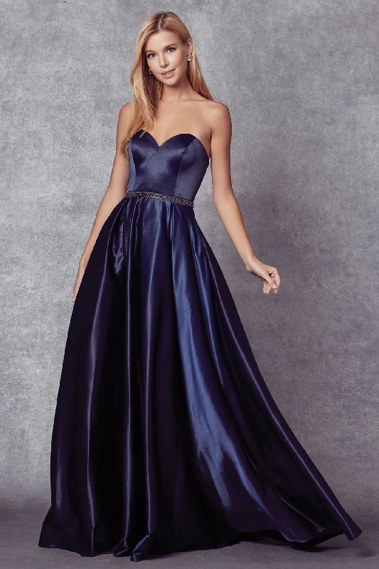 The Latest Fashion Trends Long Strapless Satin Dress by Juliet 688 Classic Charm