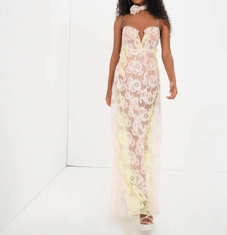 Premium Style Offers Blossom Maxi Dress In Sunset Effortless Comfort
