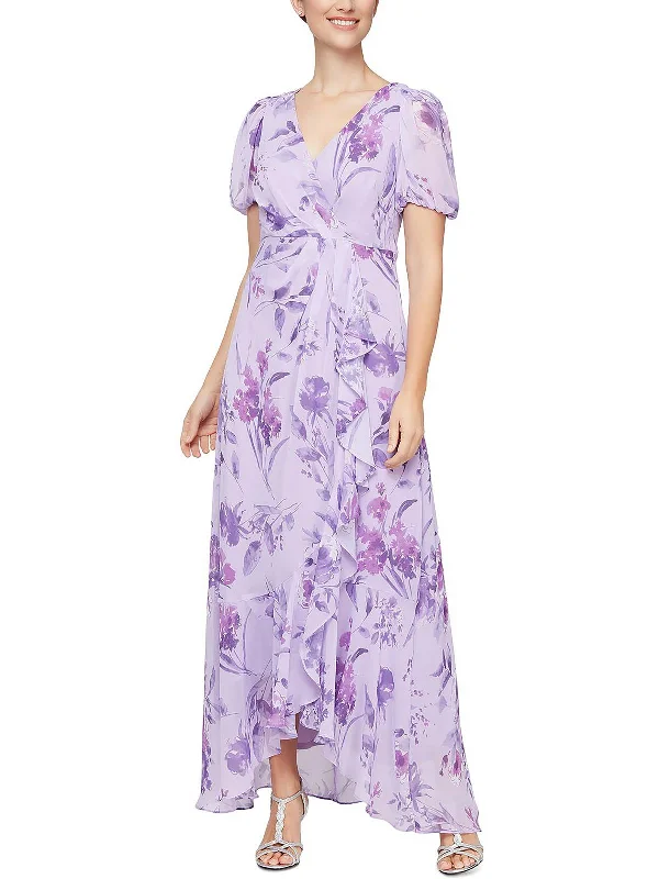 Seasonal Fashion Womens Sheer Hi-Low Maxi Dress Luxury Style