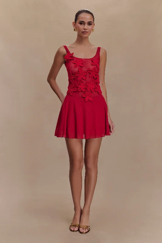 Casual Chic Clothing For Women Dive Into Trendy Styles Melanie Mesh Mini Dress With Flowers - Ruby Casual Chic Clothing For Women Dive Into Trendy Styles Melanie Mesh Mini Dress With Flowers - Ruby