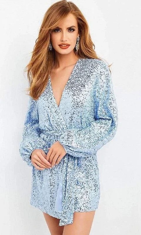 Street Chic Discounts Jovani M03637 Long Sleeve Robe Dress Chic Allure