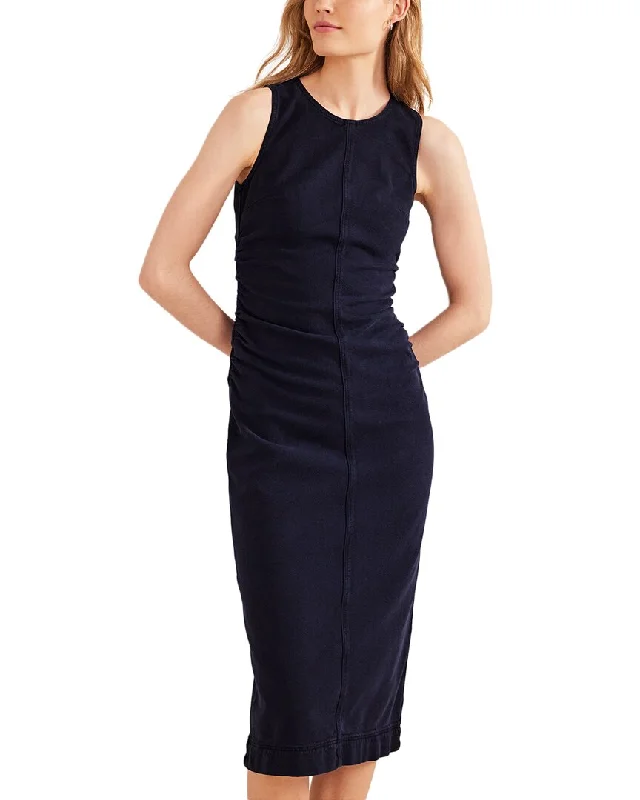 Latest Fashion Boden Side Ruched Column Midi Dress Coastal Beach - Inspired Style