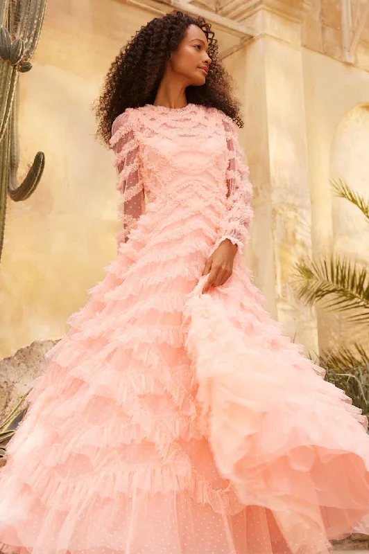 End Of Season Sale Lana Round Neck Gown Disco - Inspired Retro Dance Look