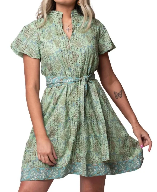 Trendy Street Style Rosemary Mini Dress In Bright Sage