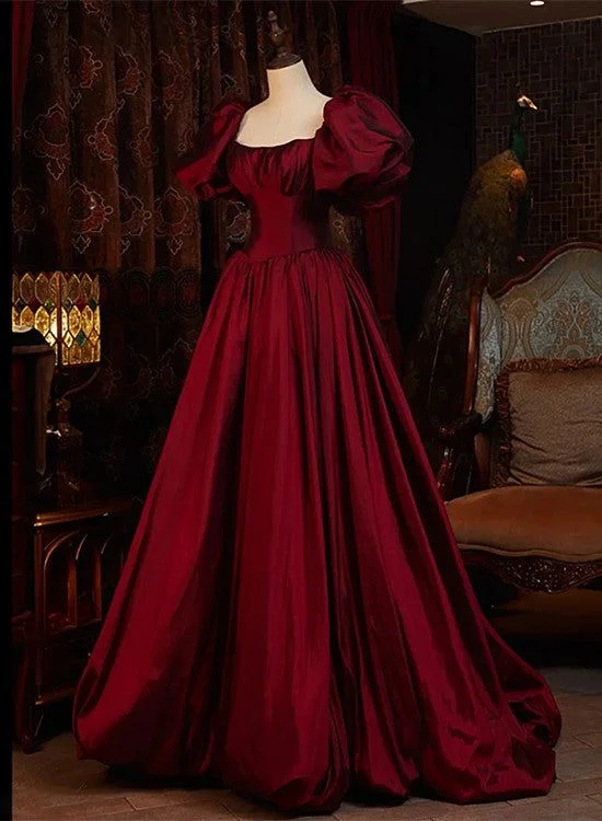 Day-To-Night Styles Wine Red Short Sleeves Floor Length Long Evening Dresses, Ball Gown Formal Dresses Y6973 Hollywood Glam Award - Show Style