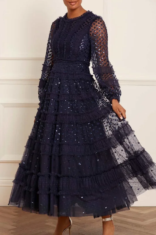 Limited Time Dot Shimmer Ankle Gown Modern Glamour
